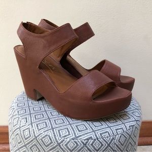 Free People Nellie Wedge leather platform heels